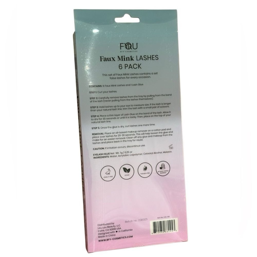 BFY Cosmetics 6-Pack Faux Mink Black Lashes - Picture 2 of 2